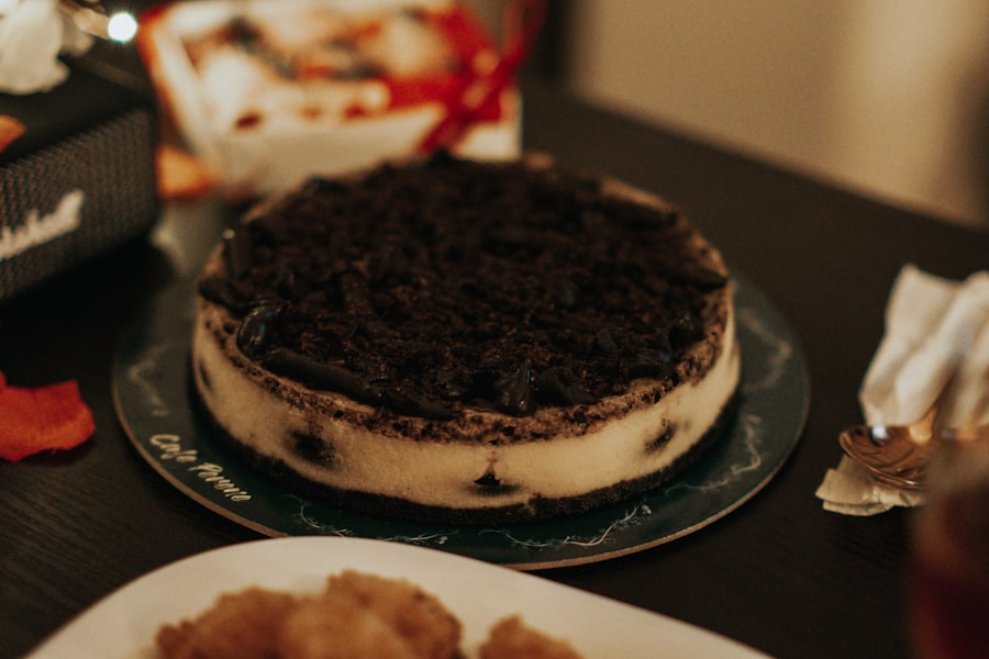 Cookies and cream cheesecake topped with crushed cookies